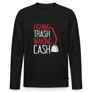 Aimant de pêche Aimant Fisher Pêcheur - T-shirt manches longues Premium bio Homme - noir - Devant - Nico (187cm)