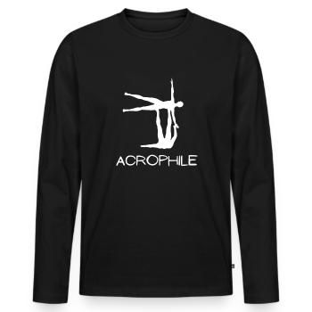 Acroyoga Manual Acro Yoga Yogi - Männer Premium Bio Langarmshirt - Schwarz - Vorne - Nico (187cm)