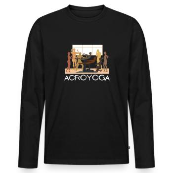 Acroyoga Manual Acro Yoga Yogi - Männer Premium Bio Langarmshirt - Schwarz - Vorne - Nico (187cm)