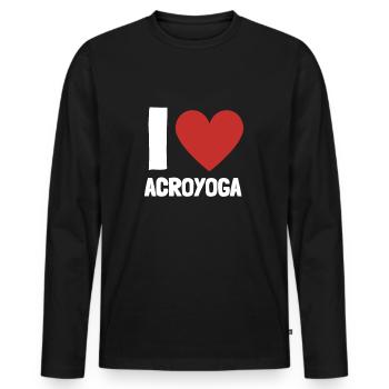 Acroyoga Manual Acro Yoga Yogi - Männer Premium Bio Langarmshirt - Schwarz - Vorne - Nico (187cm)