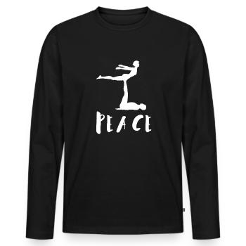 Acroyoga Manual Acro Yoga Yogi - Männer Premium Bio Langarmshirt - Schwarz - Vorne - Nico (187cm)