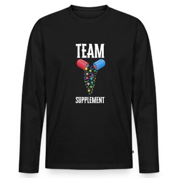 Supplémentation Haltérophilie Joint Supplément - T-shirt manches longues Premium bio Homme - noir - Devant - Nico (187cm)