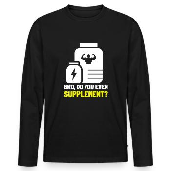 Supplémentation Haltérophilie Joint Supplément - T-shirt manches longues Premium bio Homme - noir - Devant - Nico (187cm)