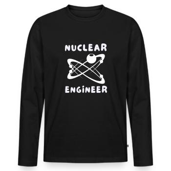 Thème génie nucléaire de la fission de l’uranium - T-shirt manches longues Premium bio Homme - noir - Devant - Nico (187cm)