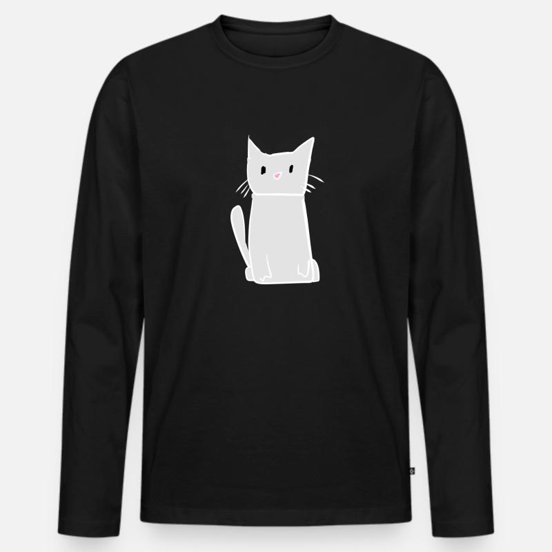 Katze Tier süß symbol - Männer Premium Bio Langarmshirt - Schwarz