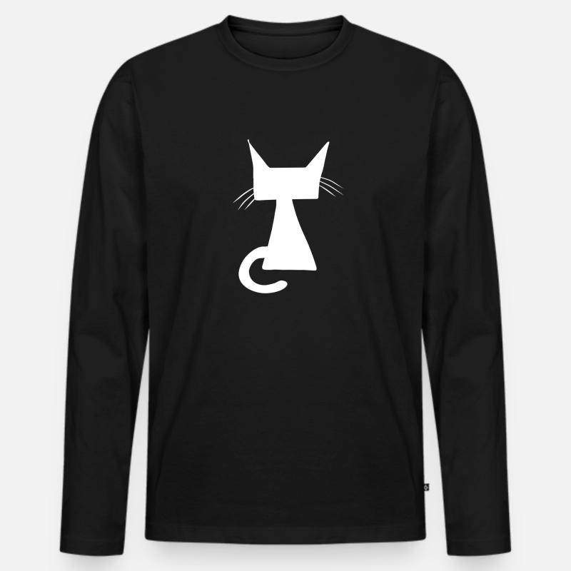 Katze Symbol Tier Haustier Umriss - Männer Premium Bio Langarmshirt - Schwarz