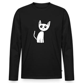 Chat rose animal animal mignon - T-shirt manches longues Premium bio Homme - noir - Devant - Nico (187cm)