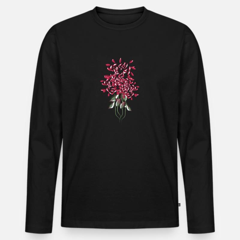 pinke rosen blumen blume - Männer Premium Bio Langarmshirt - Schwarz