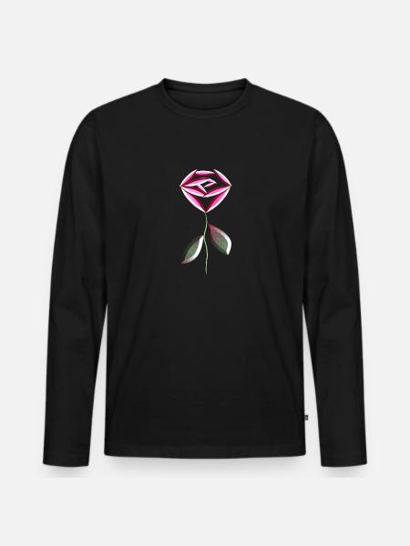 pink rose flower symbol - Men's Premium Organic Long Sleeve Shirt - black