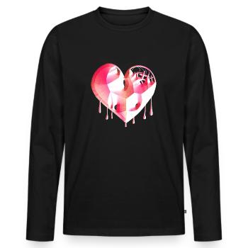 herz symbol gebrochen pink narben - Männer Premium Bio Langarmshirt - Schwarz - Vorne - Nico (187cm)