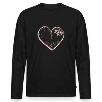 herz symbol gebrochen traurig narben - Männer Premium Bio Langarmshirt - Schwarz - Vorne - Nico (187cm)