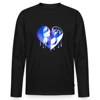 herz symbol gebrochen blau narben - Männer Premium Bio Langarmshirt - Schwarz - Vorne - Nico (187cm)