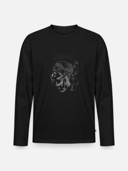 Corse Corsu Corssica 2B Head De Maure Corsica - Männer Premium Bio Langarmshirt - Schwarz