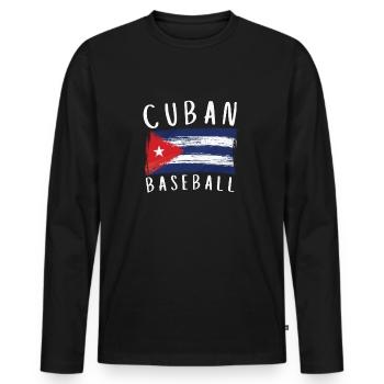 Latino Cuban Cuba Baseball - Männer Premium Bio Langarmshirt - Schwarz - Vorne - Nico (187cm)