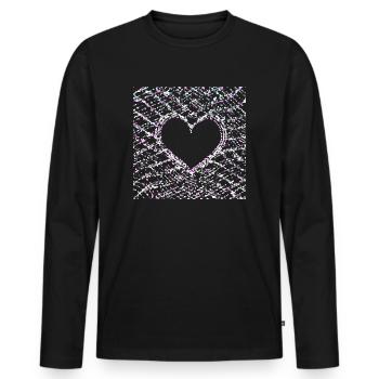 Points Motif Cross Heart Love Shape - T-shirt manches longues Premium bio Homme - noir - Devant - Nico (187cm)