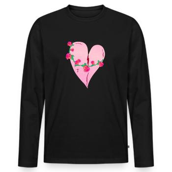 herz rosen narben rosa symbol - Männer Premium Bio Langarmshirt - Schwarz - Vorne - Nico (187cm)