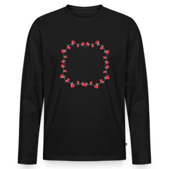 Cadre Rose Fleur Rose Fleurs Carré - T-shirt manches longues Premium bio Homme - noir - Devant - Nico (187cm)