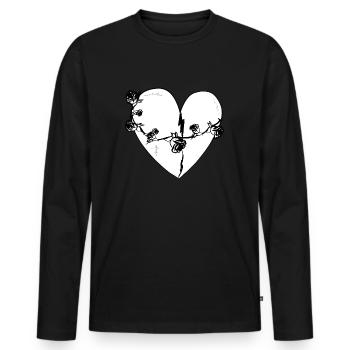 herz rosen narben grau symbol - Männer Premium Bio Langarmshirt - Schwarz - Vorne - Nico (187cm)