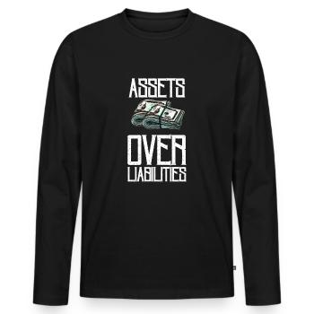 Actifs sur passifs Entrepreneur comptable - T-shirt manches longues Premium bio Homme - noir - Devant - Nico (187cm)
