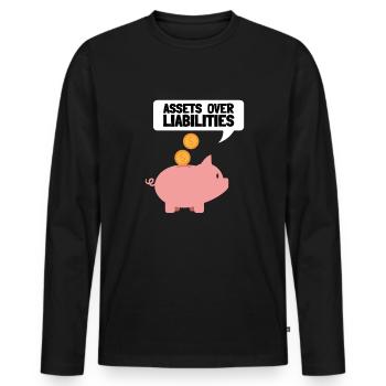 Actifs sur passifs Entrepreneur comptable - T-shirt manches longues Premium bio Homme - noir - Devant - Nico (187cm)
