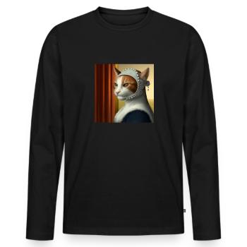 Cat Art History - Men's Premium Organic Long Sleeve Shirt - black - Front - Nico (187cm)