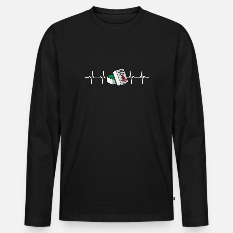 Cats Playing Mahjong - Männer Premium Bio Langarmshirt - Schwarz