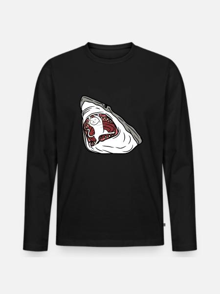 Chat mangeur de requins - T-shirt manches longues Premium bio Homme - noir