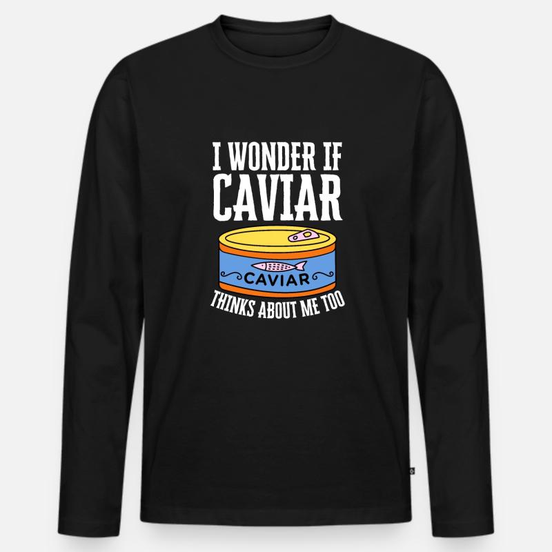 Russian Style Salmon Red Caviar - Männer Premium Bio Langarmshirt - Schwarz