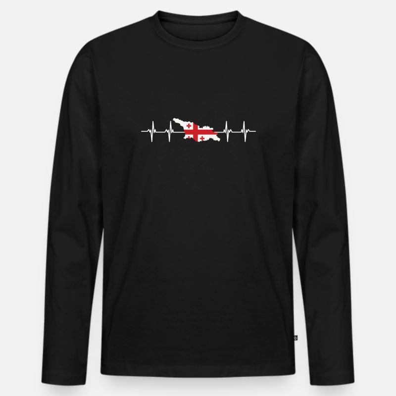 Georgian Flag - Männer Premium Bio Langarmshirt - Schwarz