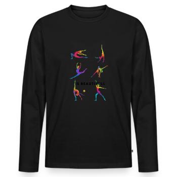 Cheerleader Tumbling Acrobat Cartwheel Maman - T-shirt manches longues Premium bio Homme - noir - Devant - Nico (187cm)