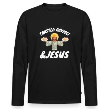 St. Louis Toasted Ravioli - Men's Premium Organic Long Sleeve Shirt - black - Front - Nico (187cm)