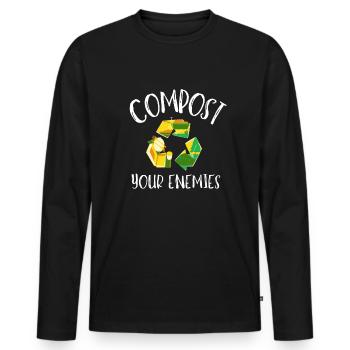 Compostez vos ennemis - T-shirt manches longues Premium bio Homme - noir - Devant - Nico (187cm)