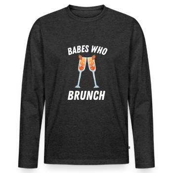 Babes Who Brunch Squat - Männer Premium Bio Langarmshirt - Anthrazit meliert - Vorne - Nico (187cm)