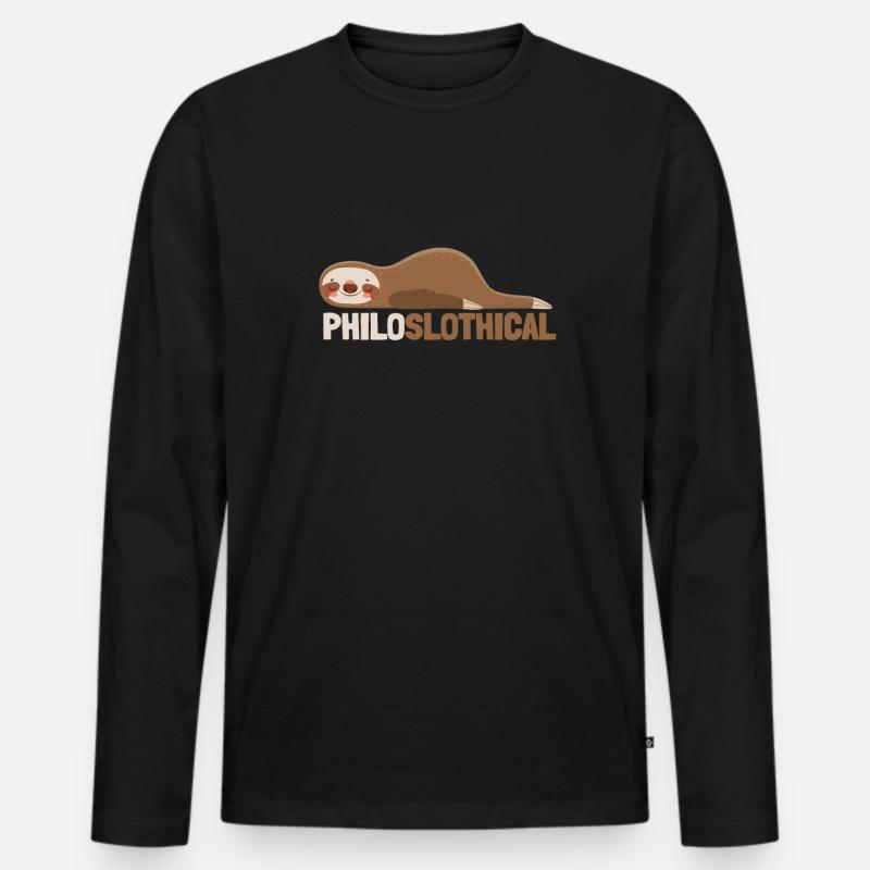 Philosophical Debate Feeling Philoslothical - Männer Premium Bio Langarmshirt - Schwarz