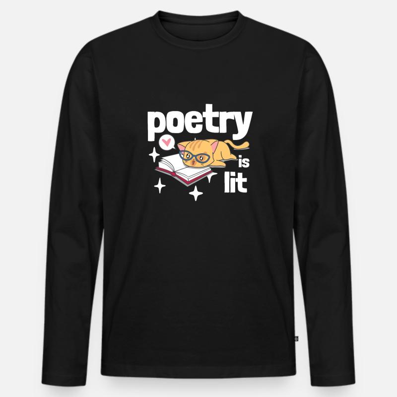 Poetry Is Lit - Männer Premium Bio Langarmshirt - Schwarz