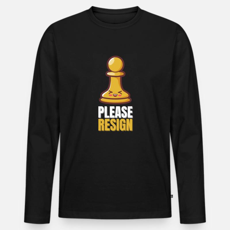 Chess Please Resign - Männer Premium Bio Langarmshirt - Schwarz