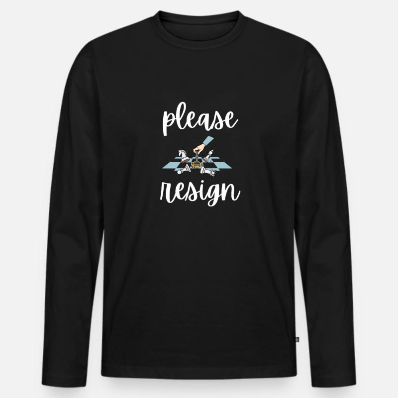 Chess Please Resign - Männer Premium Bio Langarmshirt - Schwarz