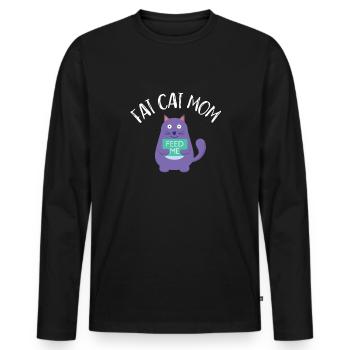Obésité du gros chat - T-shirt manches longues Premium bio Homme - noir - Devant - Nico (187cm)