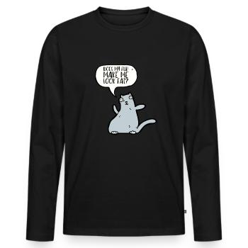 Obésité du gros chat - T-shirt manches longues Premium bio Homme - noir - Devant - Nico (187cm)