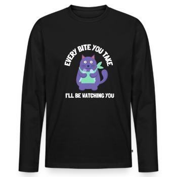 Obésité du gros chat - T-shirt manches longues Premium bio Homme - noir - Devant - Nico (187cm)
