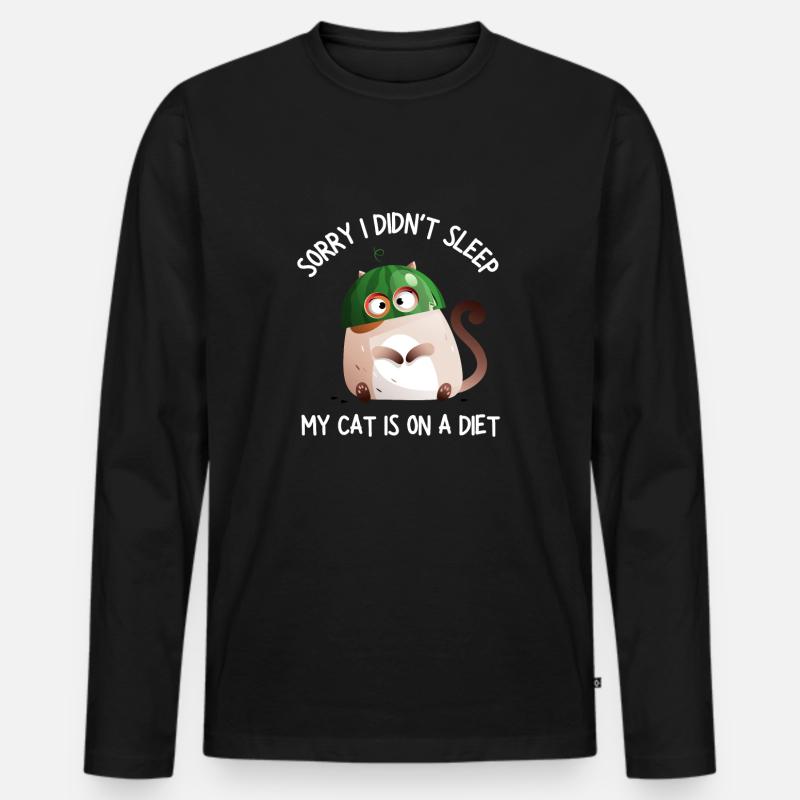 Fat Cat Obesity - Männer Premium Bio Langarmshirt - Schwarz
