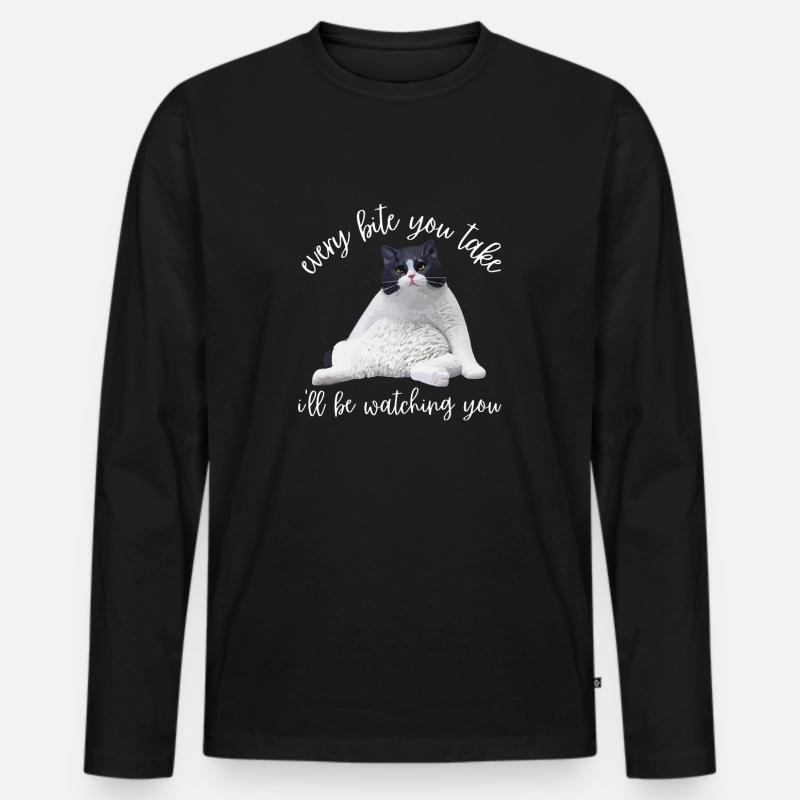 Fat Cat Obesity - Männer Premium Bio Langarmshirt - Schwarz