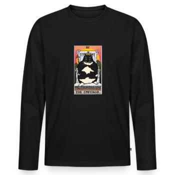 Obésité du gros chat - T-shirt manches longues Premium bio Homme - noir - Devant - Nico (187cm)