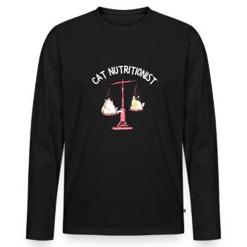 Obésité du gros chat - T-shirt manches longues Premium bio Homme - noir - Devant - Nico (187cm)