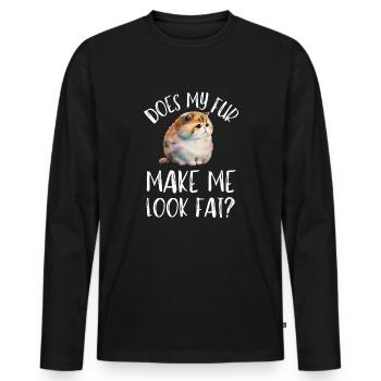 Obésité du gros chat - T-shirt manches longues Premium bio Homme - noir - Devant - Nico (187cm)