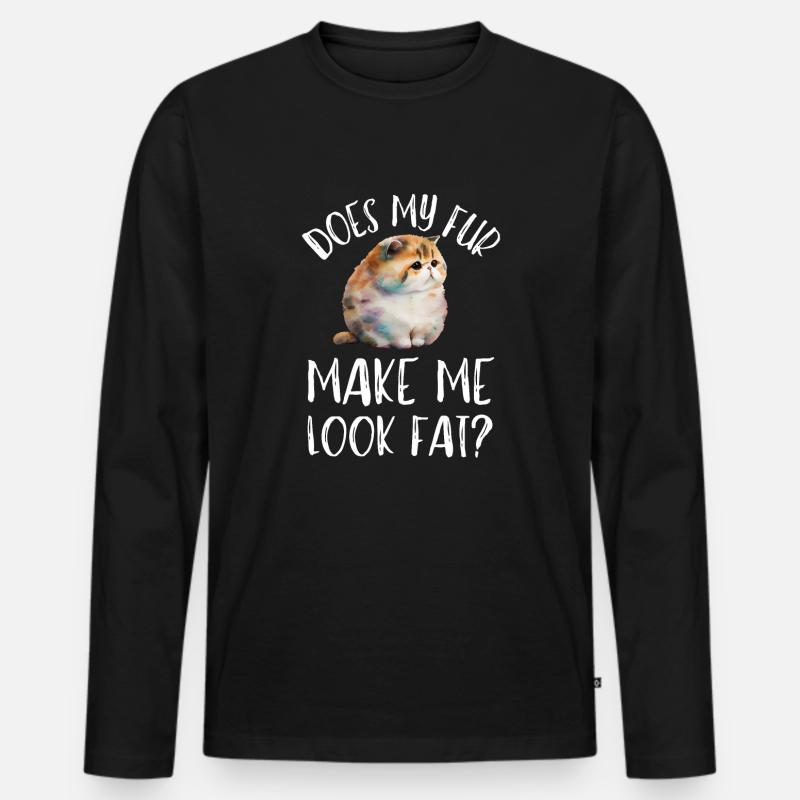 Fat Cat Obesity - Männer Premium Bio Langarmshirt - Schwarz
