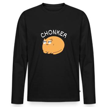 Chonk Cat Obésité - T-shirt manches longues Premium bio Homme - noir - Devant - Nico (187cm)