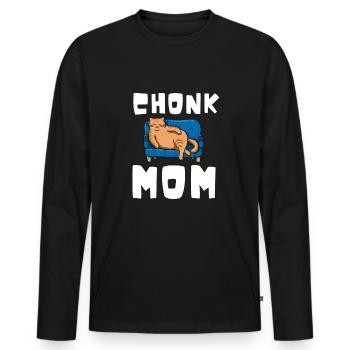 Chonk Cat Obésité - T-shirt manches longues Premium bio Homme - noir - Devant - Nico (187cm)