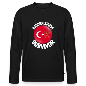 J’ai survécu à la cuillère de bois - Parenting - T-shirt manches longues Premium bio Homme - noir - Devant - Nico (187cm)