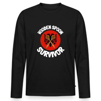 J’ai survécu à la cuillère de bois - Parenting - T-shirt manches longues Premium bio Homme - noir - Devant - Nico (187cm)